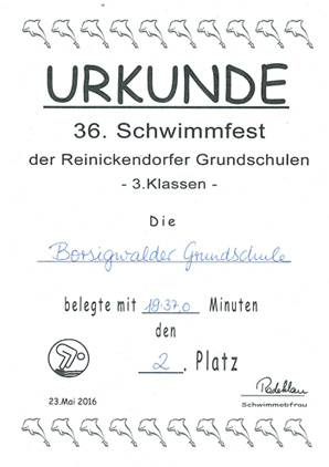 Urkunde Schwimmen