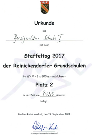Urkunde Staffel 2017